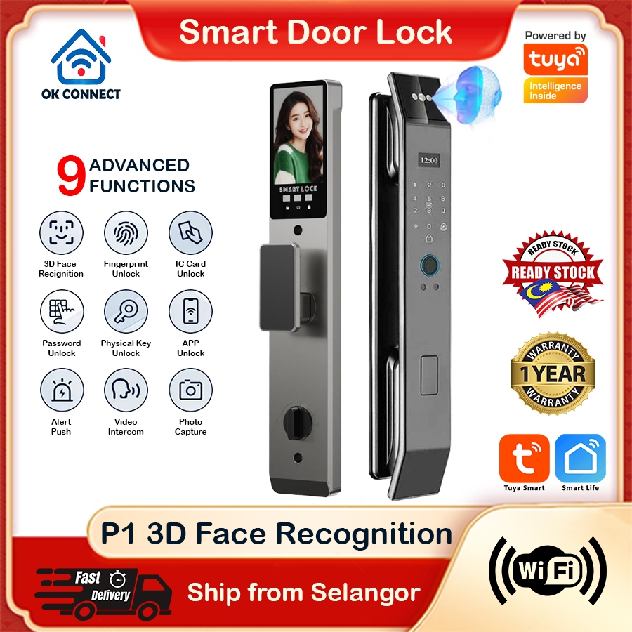 Tuya Smart Door Lock Digital 3D Face With Camera Fingerprint Password ...