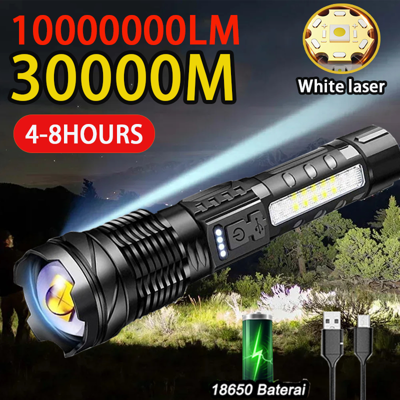 100000 Lumens Super Bright LED Torch - Lampu Suluh Dicas Type-C ...