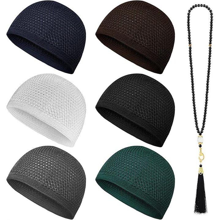 KOPIAH Stretchable and Breathable Crochet Taqiyah Soft Islamic Prayer ...