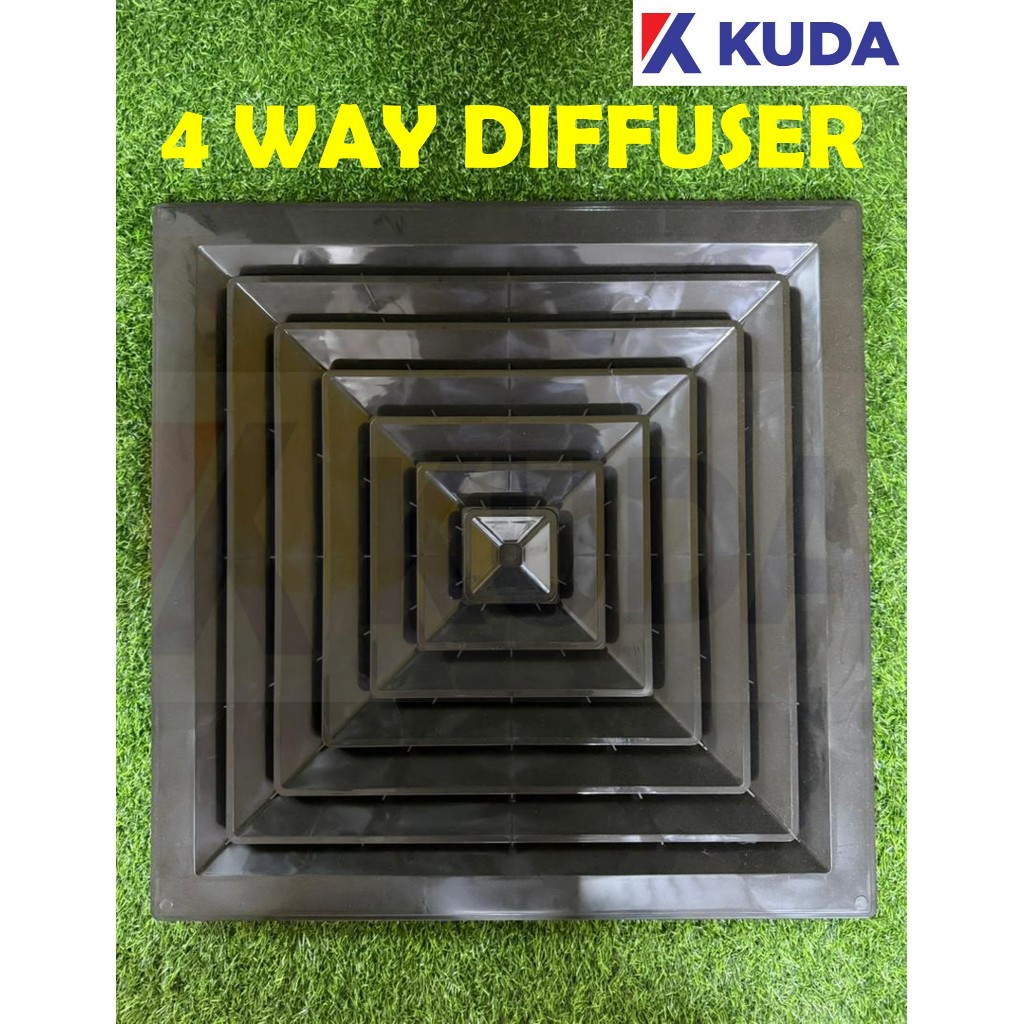 (BLACK) ABS 2' x 2' Supply Air Grille 4 Way Diffuser / Air-cond ...