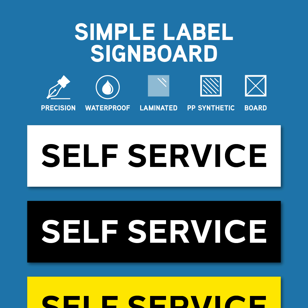 Self Service. Simple Label Sticker Board Signage Signboard. Pelekat ...