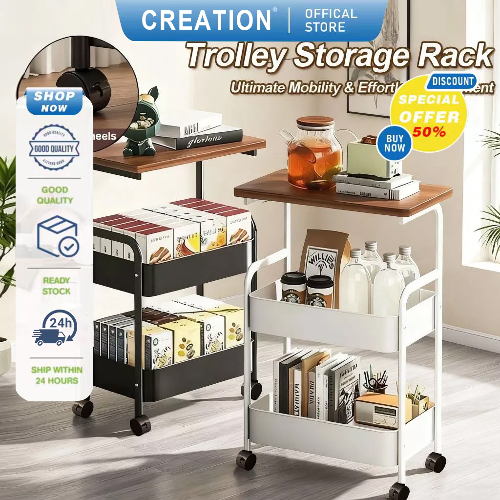 【CREATION】Trolley Shelves Household Movable Snack Trolleys Bedroom ...