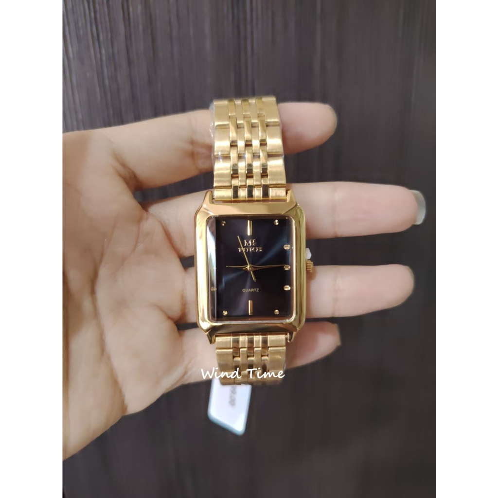 MIKE 8419 Jam Tangan Lelaki Classic Rectangle Men Watch Quartz Gold ...