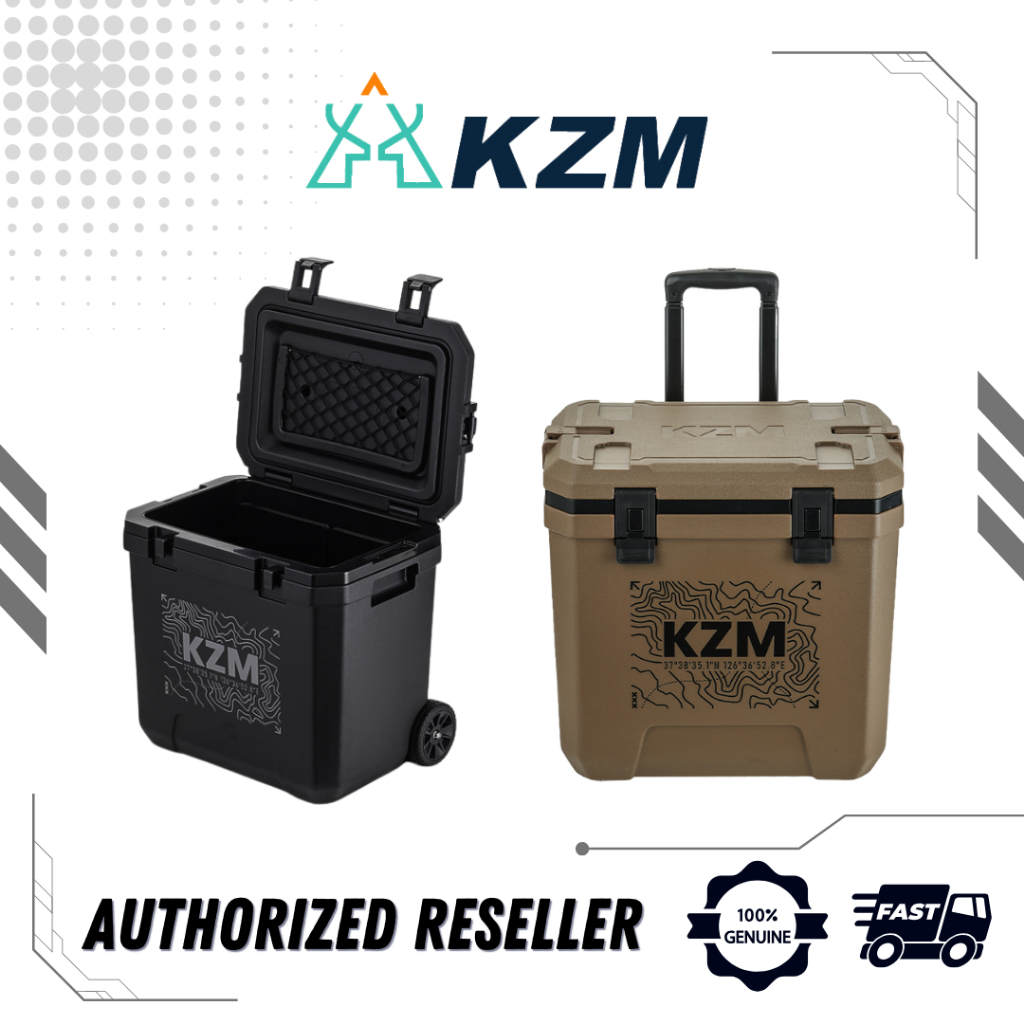 KZM Outdoor Stack Cooler Box 36L , Black / Tan (Original) | Shopee Malaysia