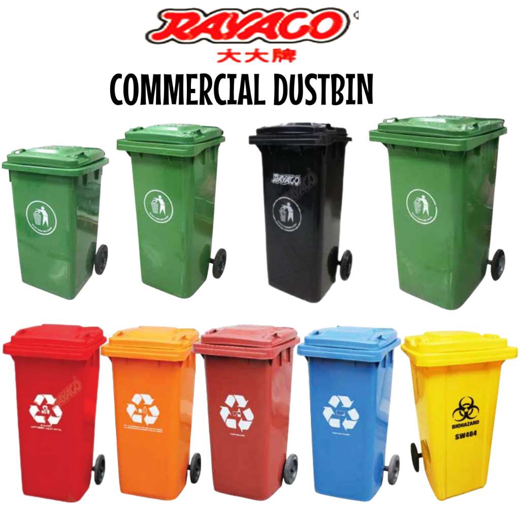 240L / 120L / 100L Large Garbage Bin with Wheels/ Green Garbage Bin ...
