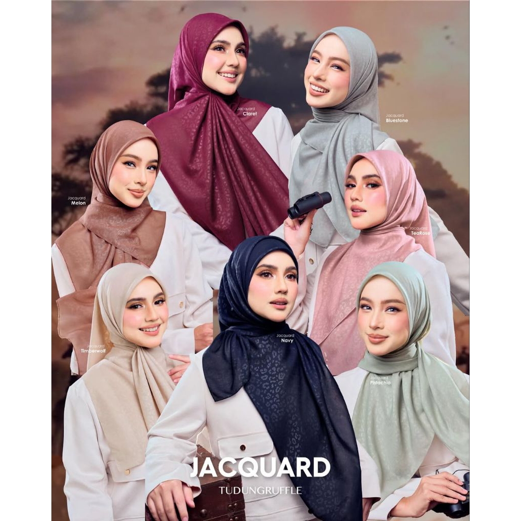 (TUDUNG RUFFLE) JACQUARD/MAHSURI/OMBRE/AARIA/AURORA PLAIN SQUARE ...