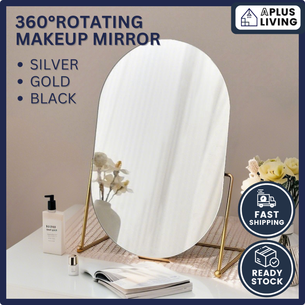 Oval Makeup Mirror 360 Rotatable Ins Desk Mirror Adjustable Round ...