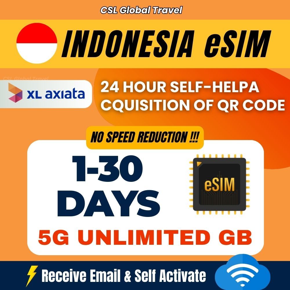 【CSL】Indonesia+Bali eSIM | High-speed UNLIMITED GB | Kelajuan Tinggi 5G ...