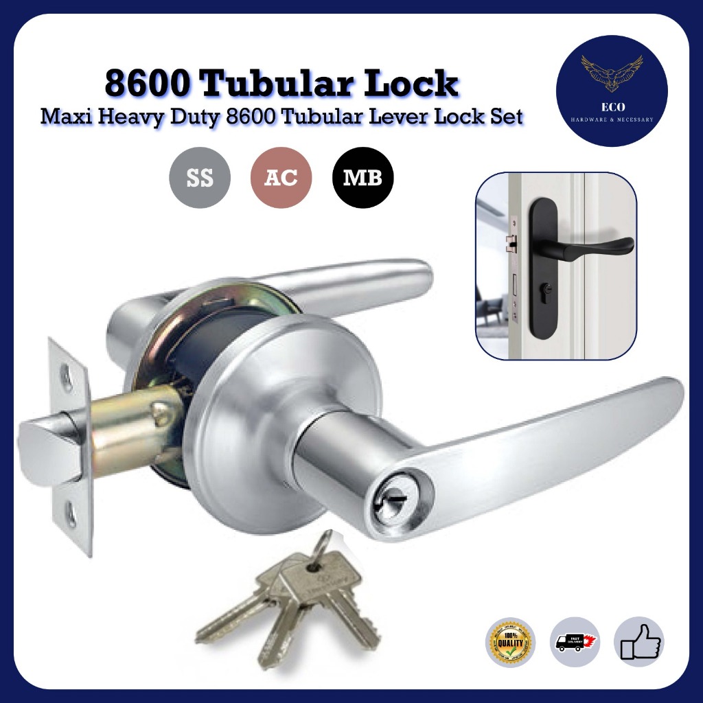MAXI M8600 Heavy Duty Tubular Lever Lock Set Door Lock Set Tombol Pintu ...