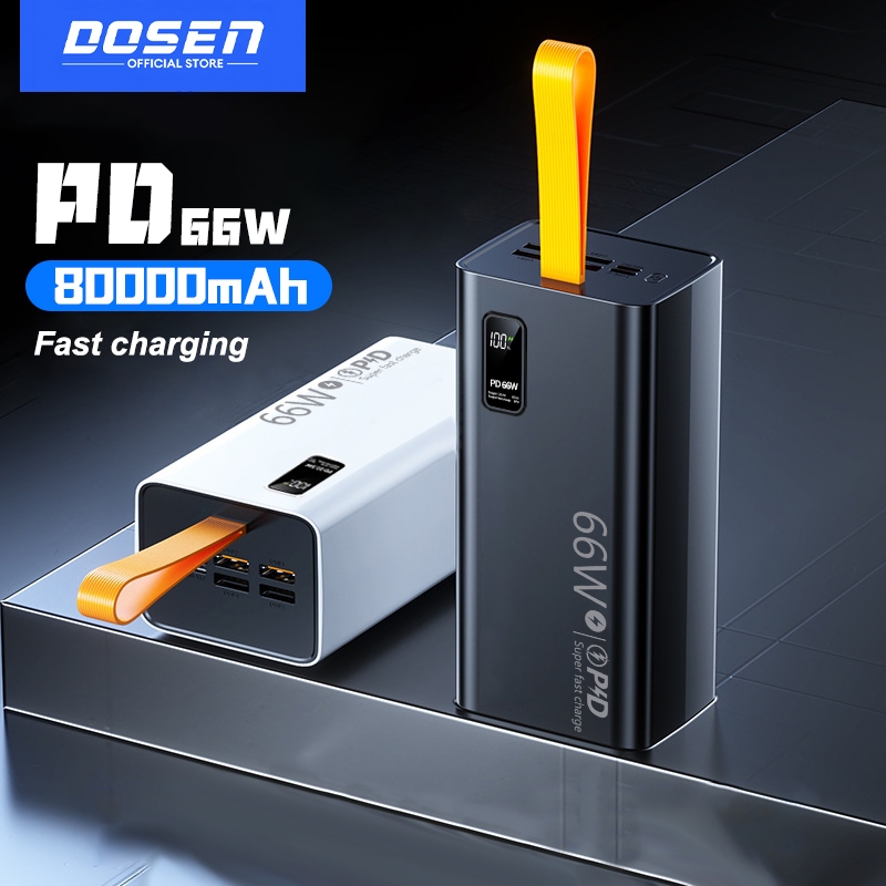 DOSEN Quality 66W Super Fast Charging Power Bank K7 Black/White QC 3.0Type-C Input USB (12000mAh-80000mah)