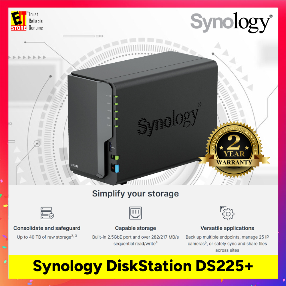 Synology DiskStation DS225+ 2-Bays NAS Data BackUp Storage | Shopee ...