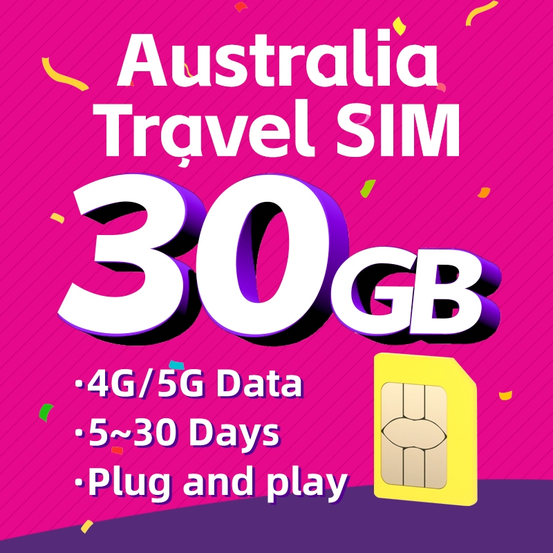 Australia SIM Card Total 30GB+4G/5G Data +Hotspot Travel Prepaid+4G/5G ...