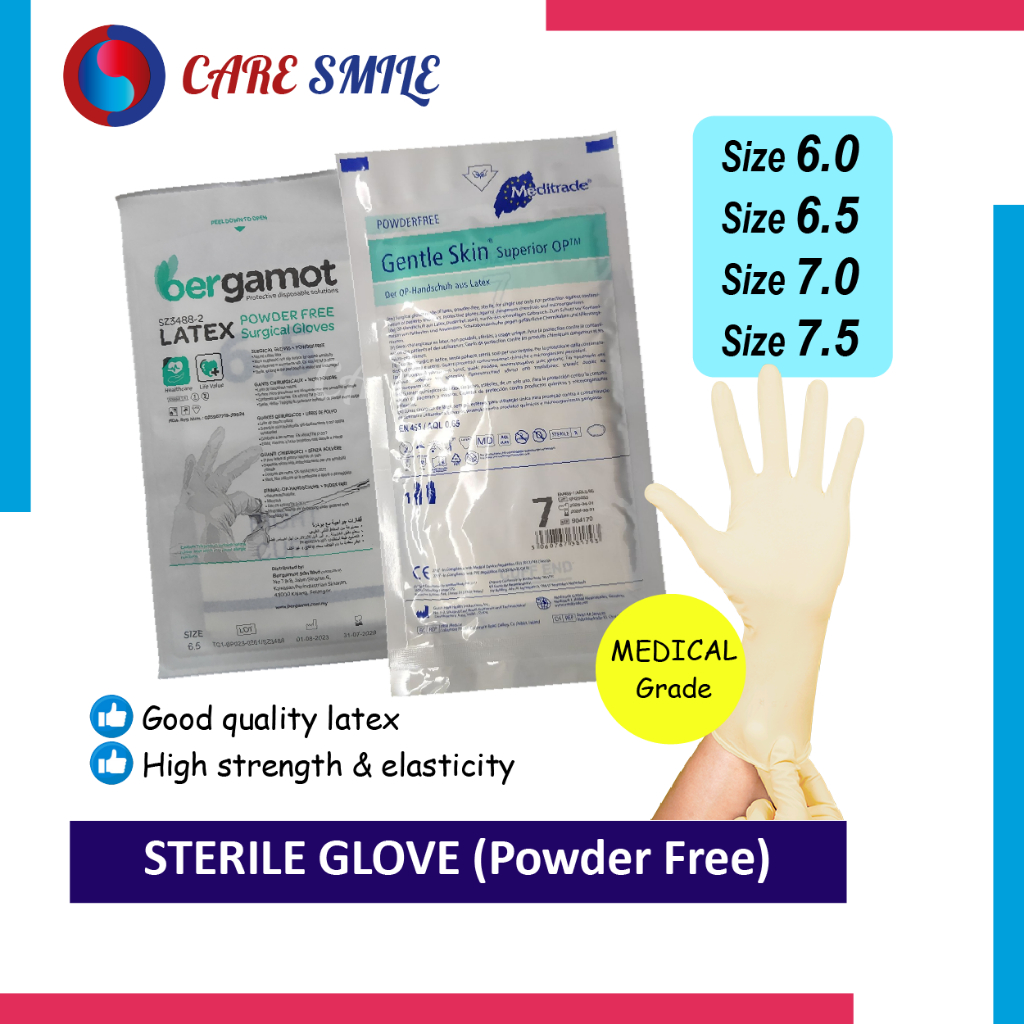 Sterile Latex Surgical Glove Powder Free TOP GLOVE BERGAMOT - 1 Pair ...