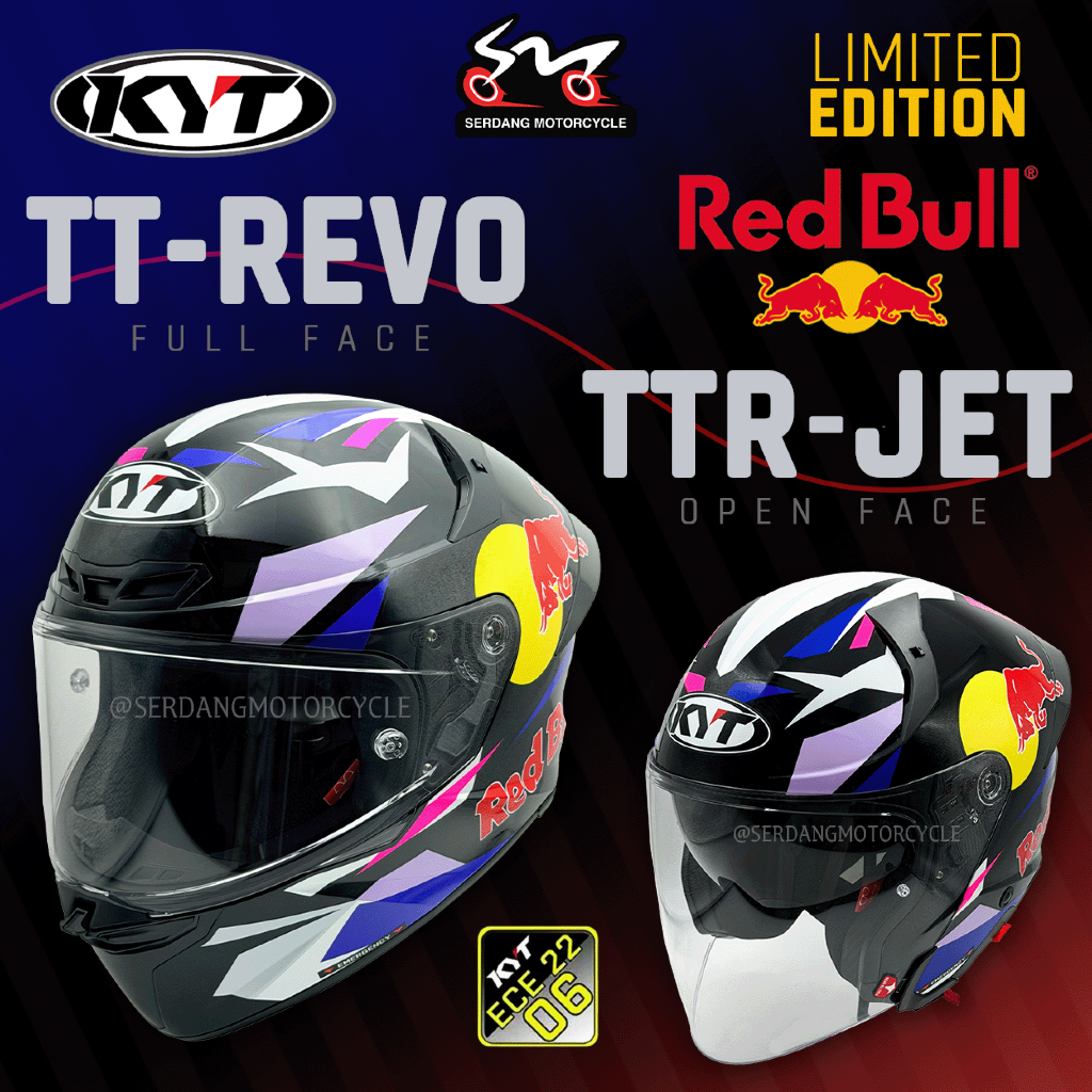 KYT RedBull Limited Edition TT REVO TTR-JET Full Face Open Face Helmet  Sport Touring Original SIRIM | Shopee Malaysia