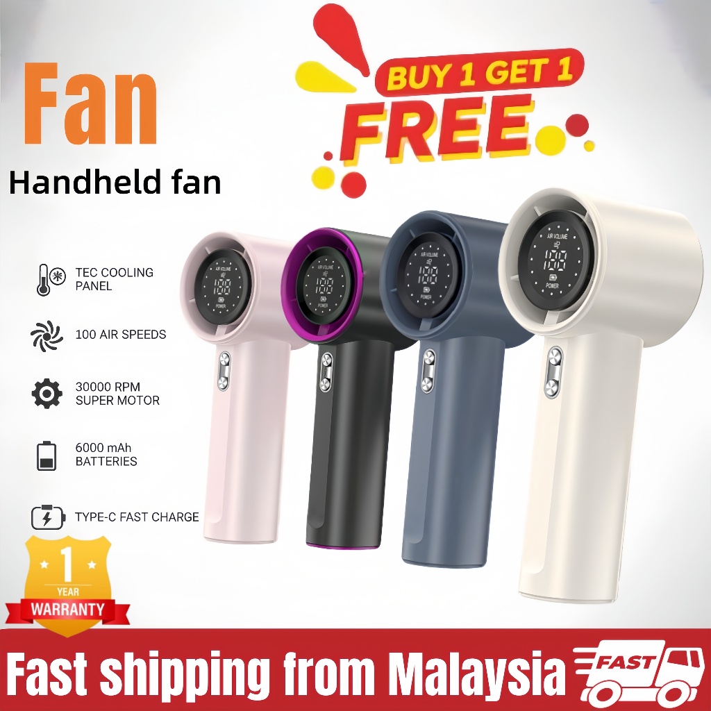 Strong wind 100-speed high-speed handheld fan with LED display ...