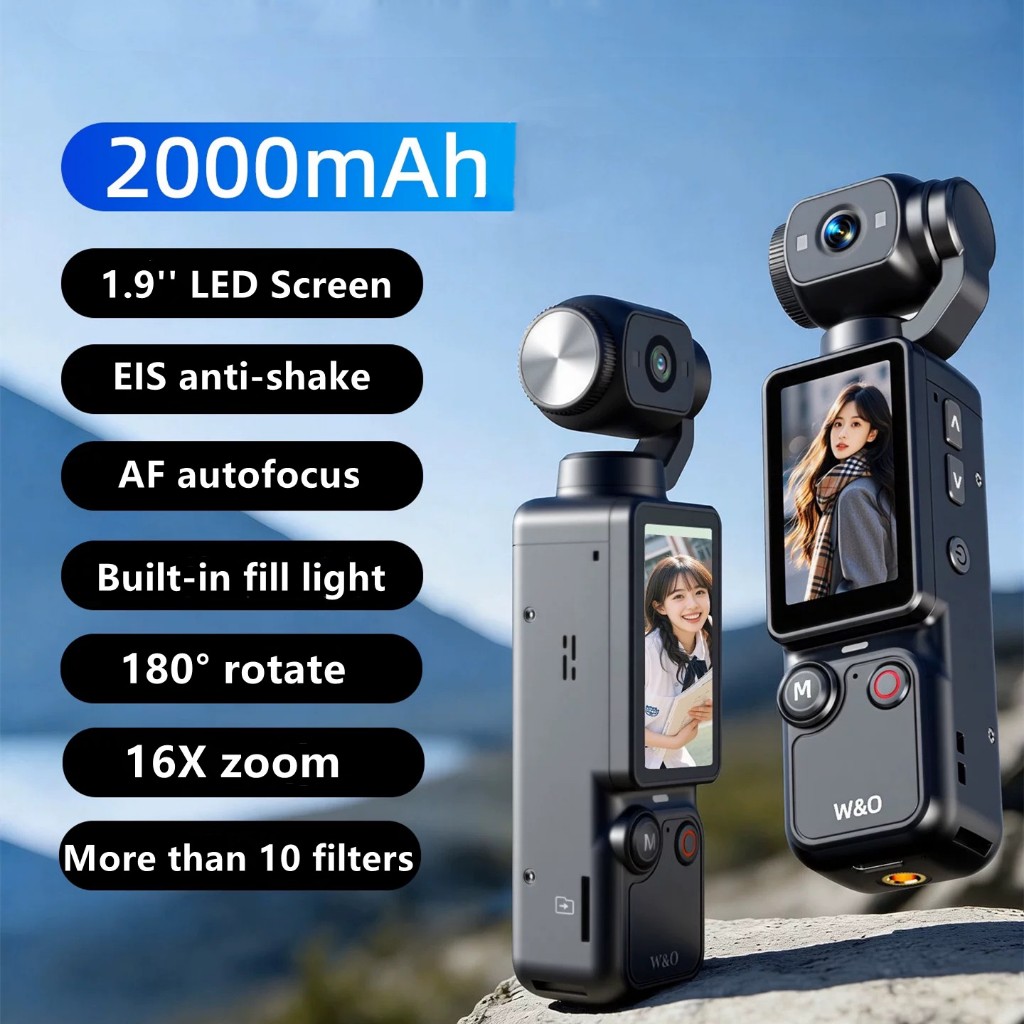 Portable Handheld 2K Action Camera 180° Rotatable 1.9
