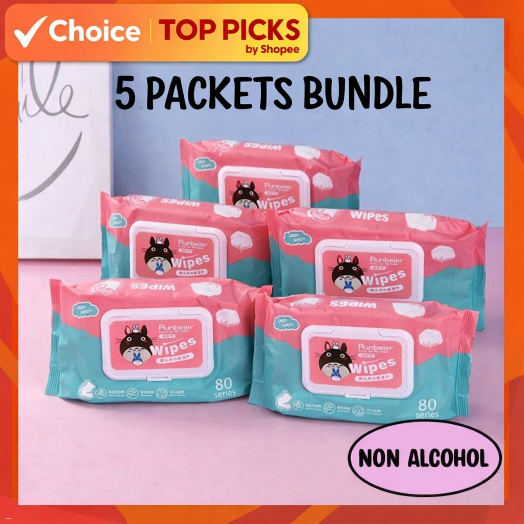 *BUNDLE OF 5* 80Pcs Premium Baby Wet Wipes Hypoallergenic & Fragrance ...