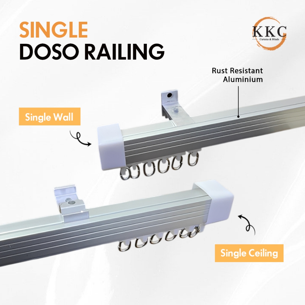 KKC Track DOSO Single Aluminium Curtain Rail/Rail Langsir Premium Tebal ...
