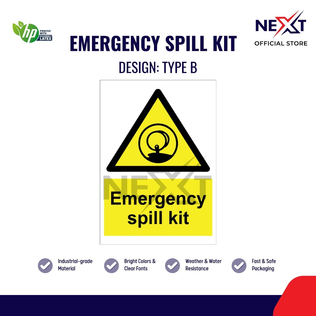Emergency Spill Kit Sign | Safety Label for Chemical Spill Area ...