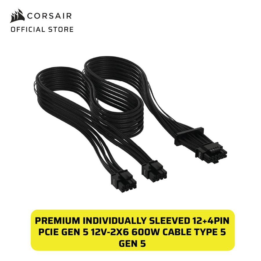 CORSAIR Premium Individually Sleeved Type-5 12+4 Pin PCIe 5.0 PSU Cable ...