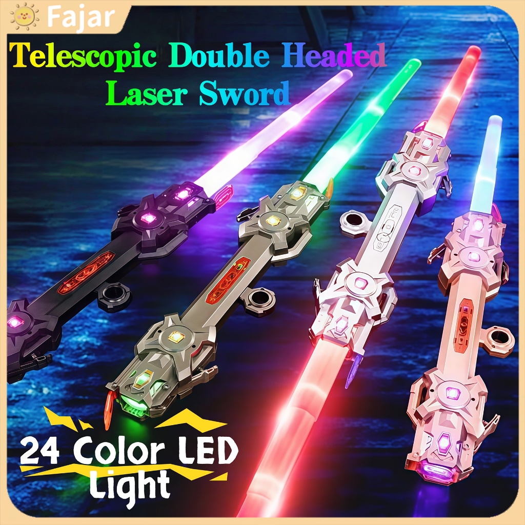 Telescopic Double Headed Laser Sword Toy 24Color LED Light Boy Sword ...