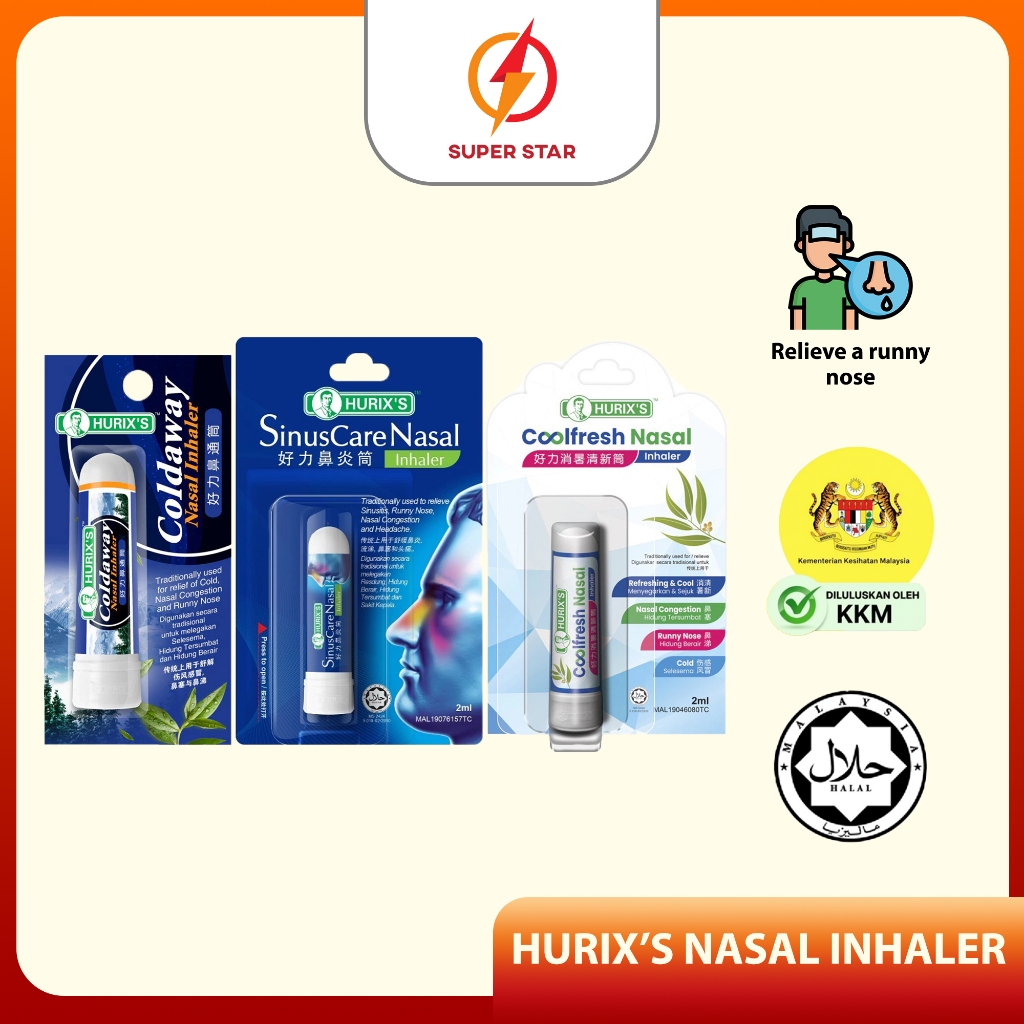Hurix's Coldaway / SinusCare / Coolfresh Nasal Inhaler 2ml | Shopee ...