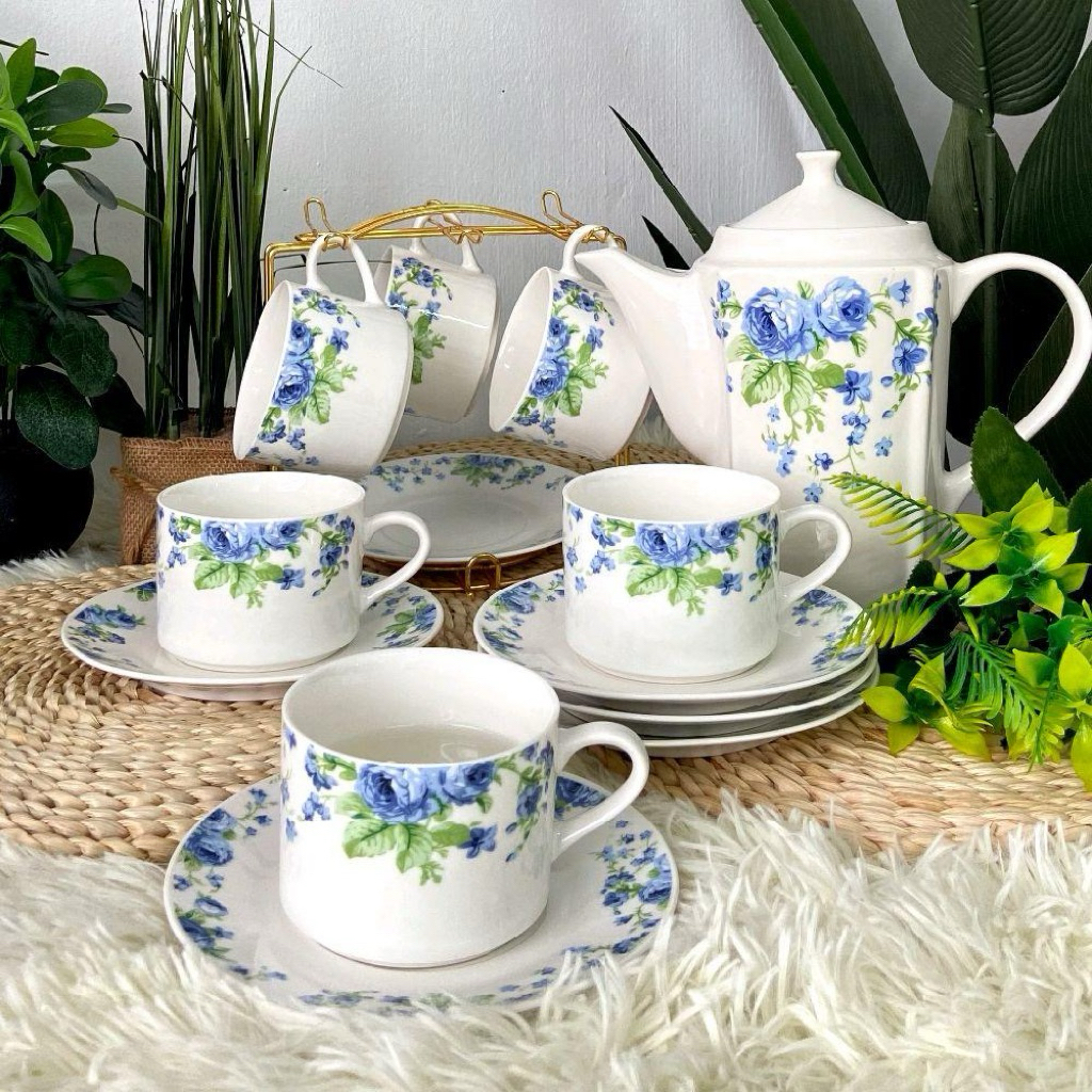 Giacomo 13pcs Porcelain Tea Set / Set Teapot dan Cawan Ready Stock ...