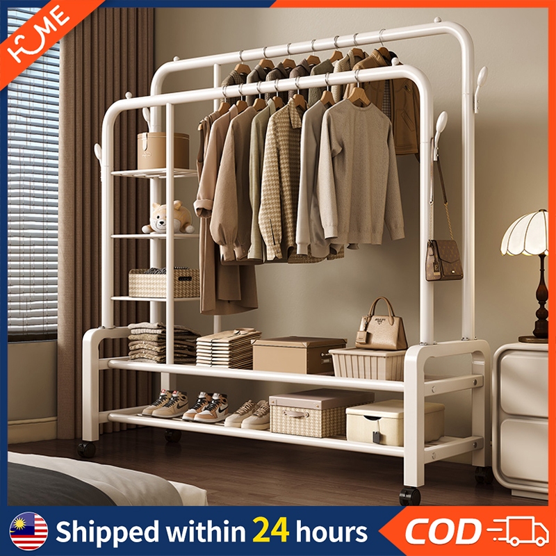 Double pole clothes rack hanging rack clothes hanger rack clothes rack ...