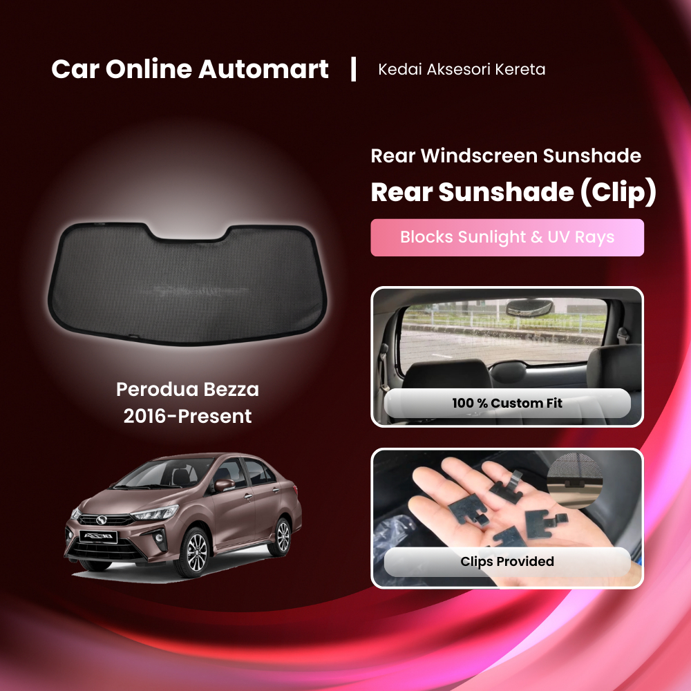 Perodua Bezza Rear Windscreen Sunshade Block 67.3% UVB & 66.9% UVA ...