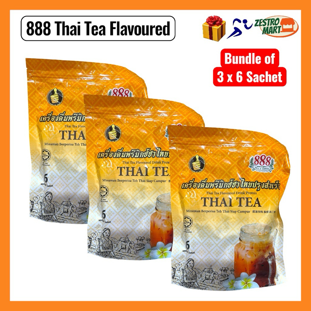 [Bundle of 3 x 6 Sachets] 888 Thai Tea Flavoured Mix Powder Instant ...