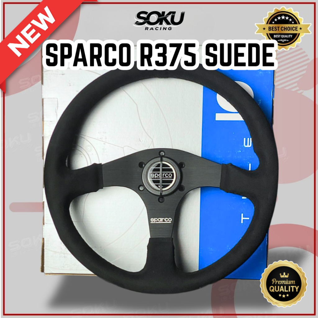 SPARCO R375 Suede Steering Wheel 350mm – Universal For Proton Honda ...