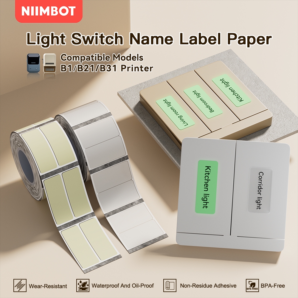 NIIMBOT B21/B1/B3S Luminous Switch Button Label Paper, for Light Switch ...