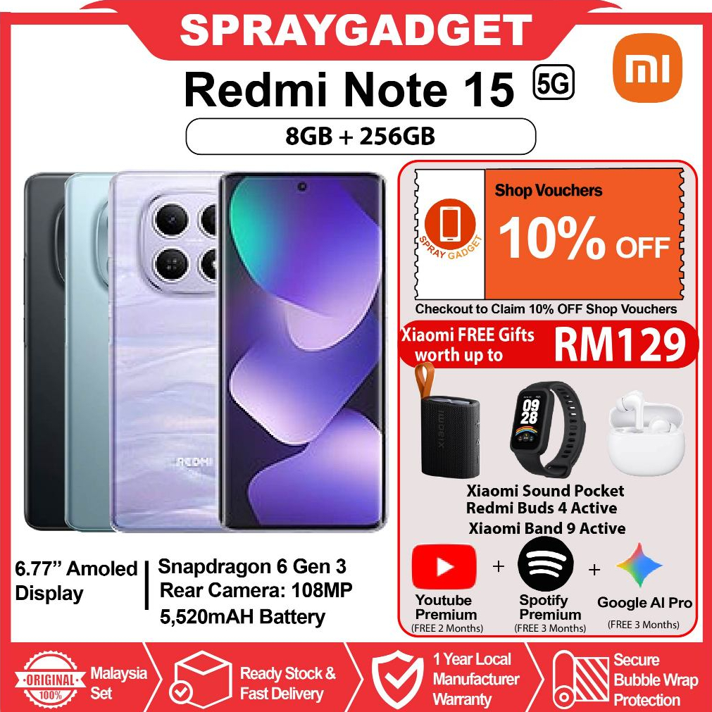 [NEW] Redmi Note 15 5G (6+128GB/ 8+256GB) 6.77" Display l Snapdragon 6 Gen 3 l 108MP Super Clear Camera