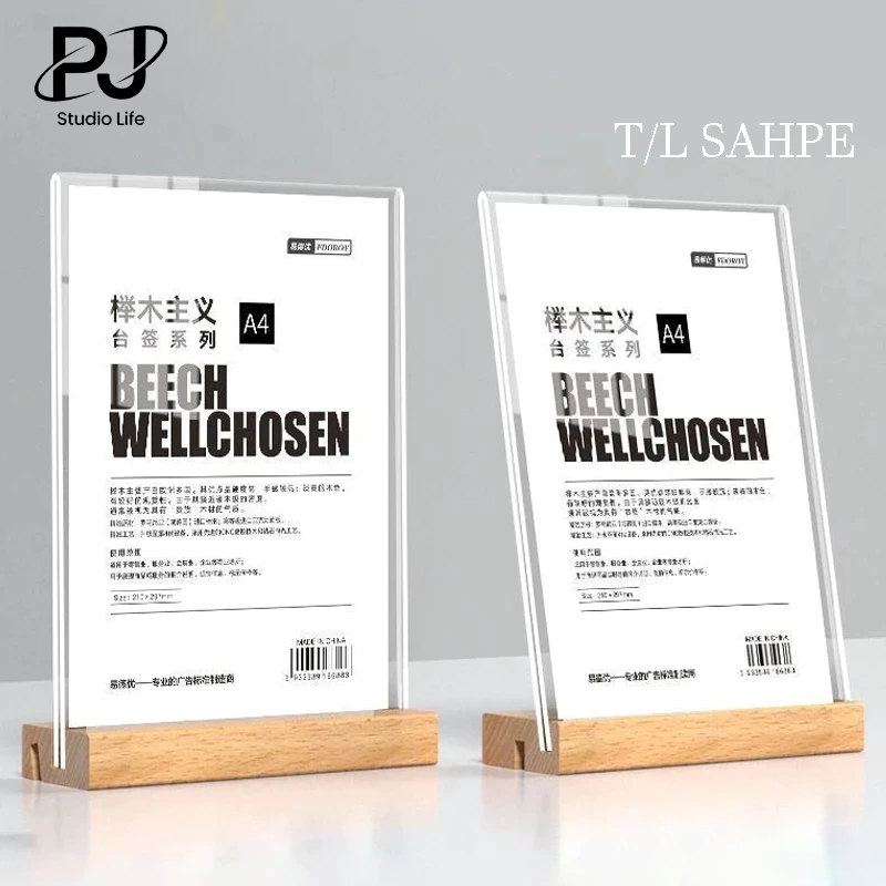 A6 A5 A4 Acrylic T/L Shape Menu Paper Display Stand Picture Frame with ...