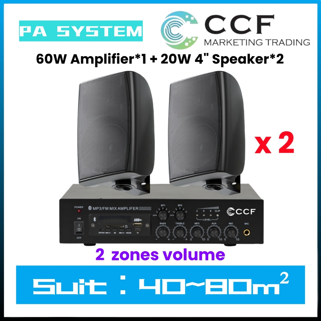 CCF 2/3/5 Zone PA System Set with 4 inch Wall Speakers original image 9