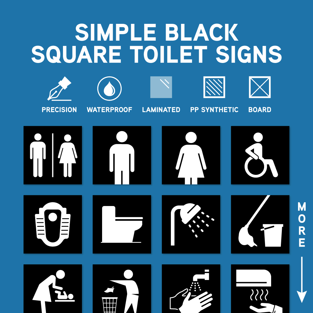 Black Toilet Tandas Simple Signs Square. Sticker Sign Signboard. Door ...