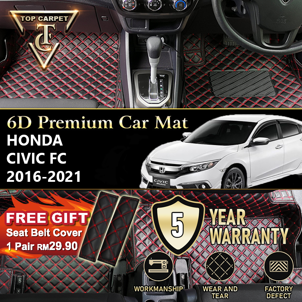 Top Carpet HONDA CIVIC FC ( 2016 – 2021 ) 6D PU Leather Car Carpet VIP ...