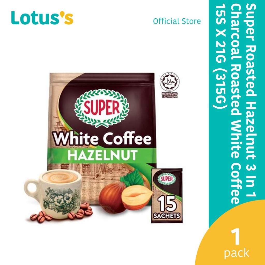 Super Roasted Hazelnut 3 In 1 Charcoal Roasted White Coffee 15 Sachets ...