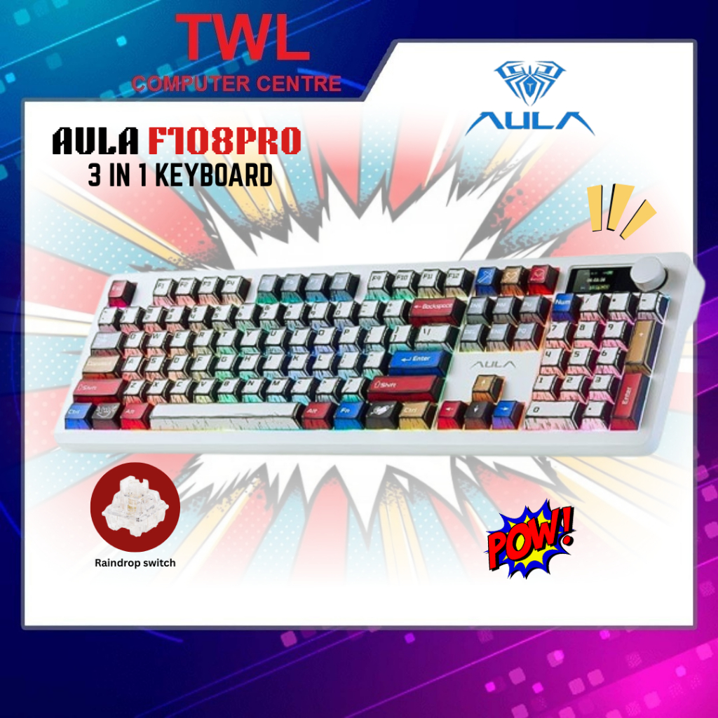 AULA F108 PRO Comic wireless Mechanical Gaming Keyboard 2.4G/Wired/Type ...