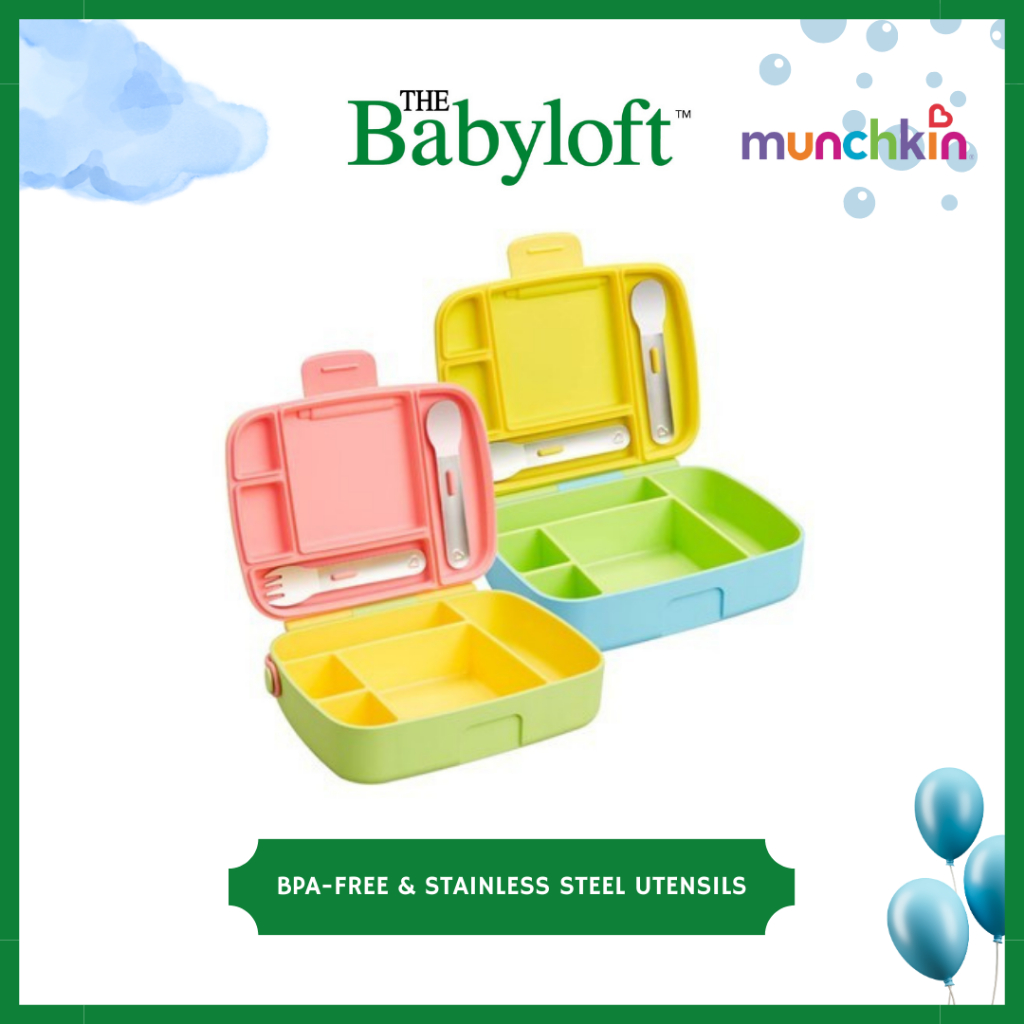 MUNCHKIN Lunch Bento Box with Stainless Steel Utensils | Shopee Malaysia