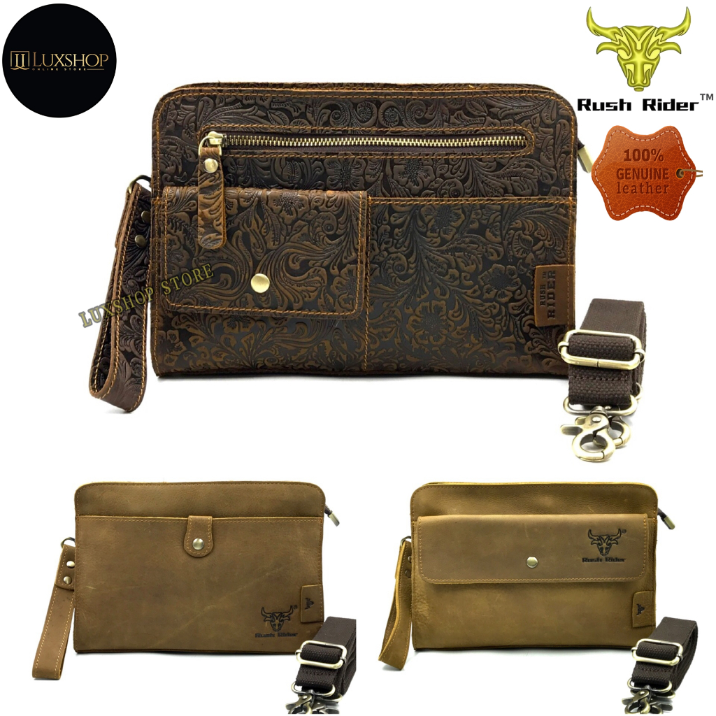 L Size Rush Rider Clutch Bag Men Leather Handcarry Bag 2 Way Use Sling ...