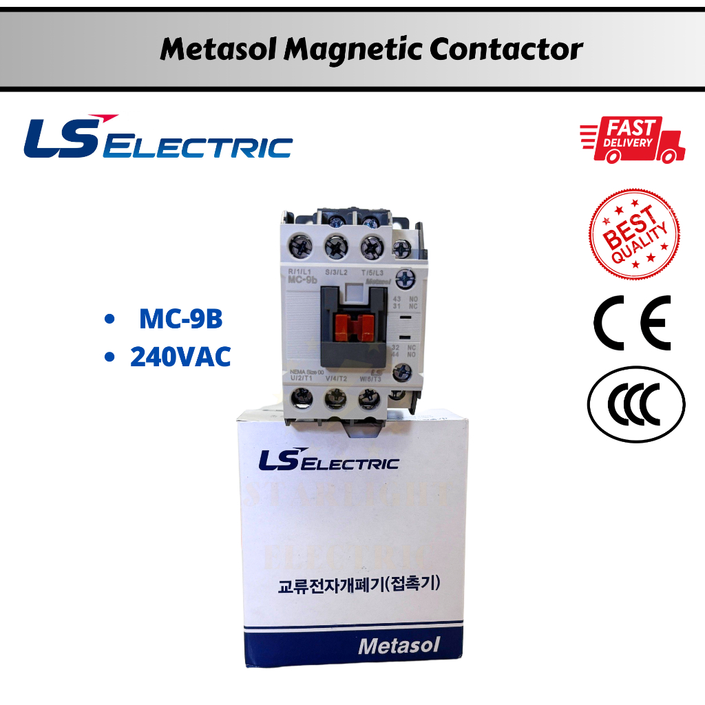 LS ELECTRIC Metasol Magnetic Contactor (MC-9B) AC240V 50/60Hz 9A [ Made ...