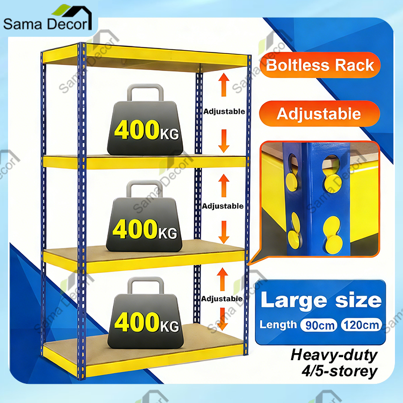 4-5 Tier Boltless Metal Rack Rak Besi Heavy Duty Adjustable Storage ...
