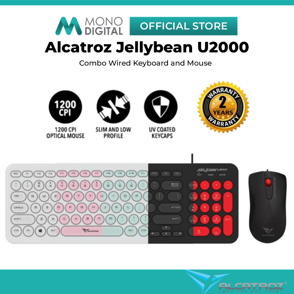 ALCATROZ JELLYBEAN U2000 USB WIRED KEYBOARD AND MOUSE COMBO SET FOR ...
