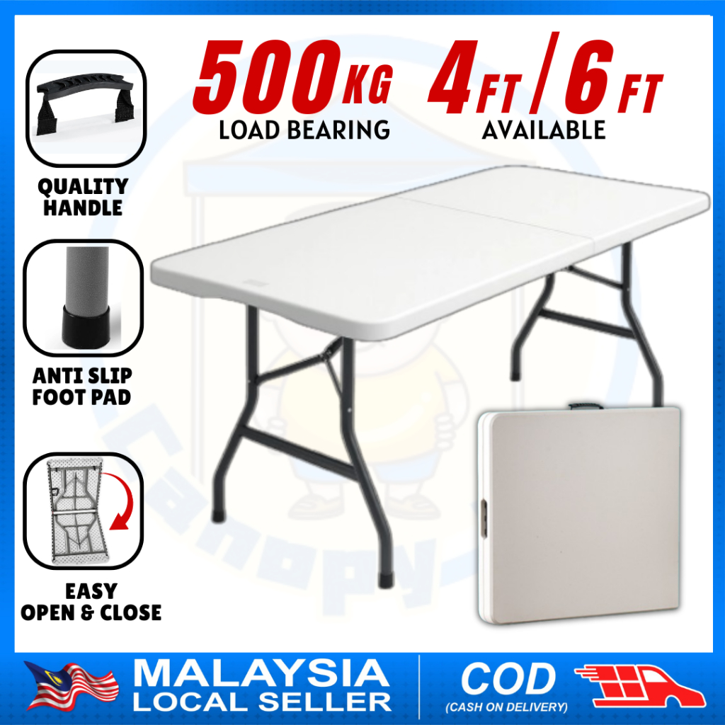 4FT 6FT Folding Table Meja Lipat Heavy Duty Banquet Table Outdoor Event ...