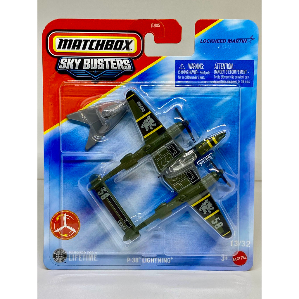 Matchbox P38 LIGHTNING Green Lockheed Martin Sky Busters Fighter ...