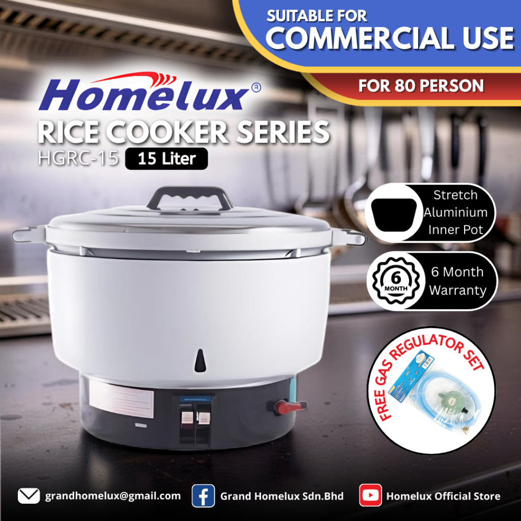 HOMELUX COMMERCIAL GAS RICE COOKER HGRC SERIES HGRC-15 PERIUK NASI ...