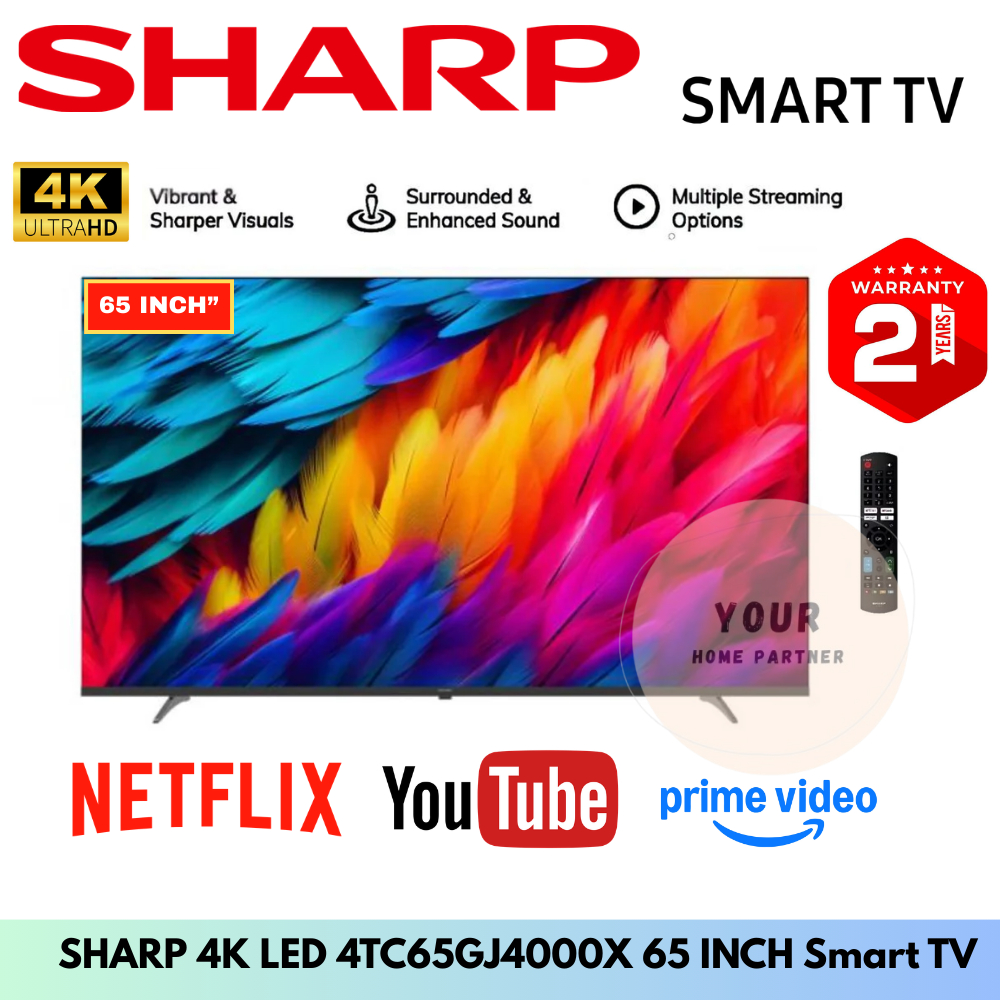 SHARP 4K UHD LED SMART TV 4TC65GJ4000X Series Smart TV Youtube/Netflix ...