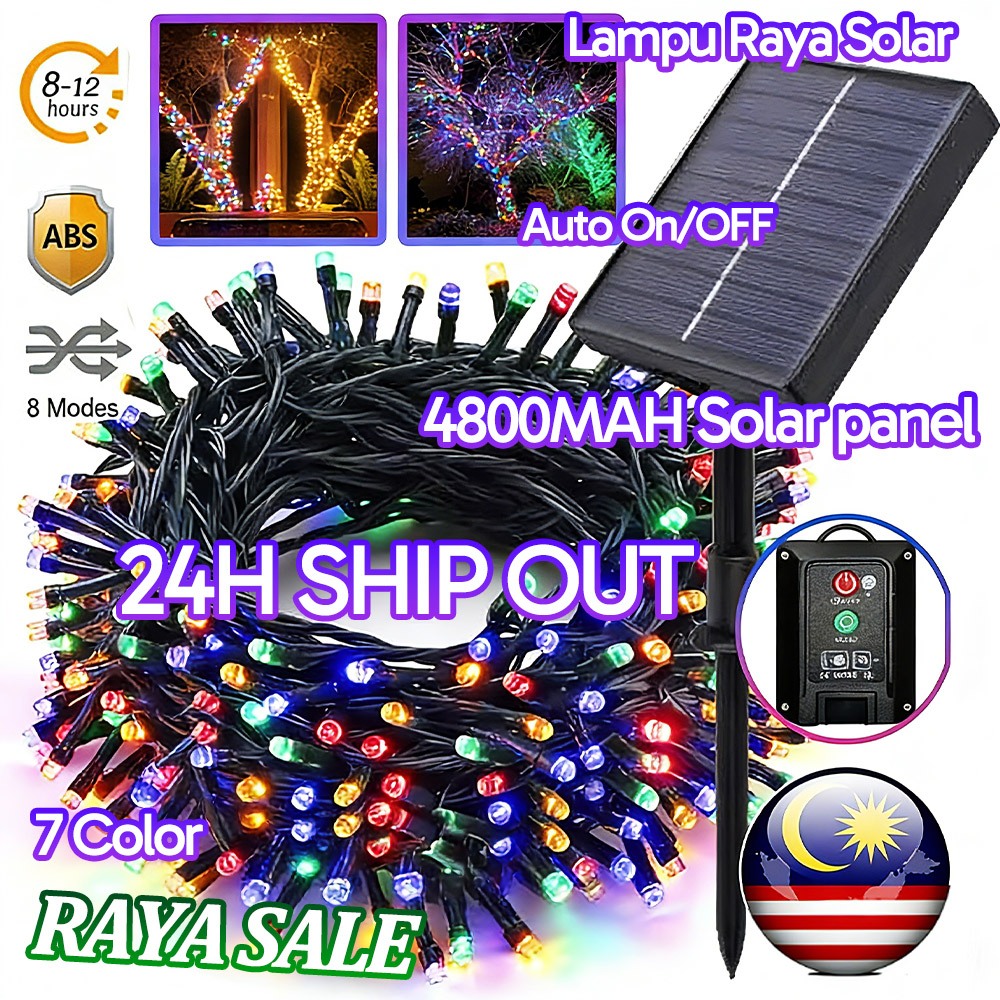 KL 33M Lampu Raya 300LED Solar fairy light Lampu Hiasan Hari raya Auto ...