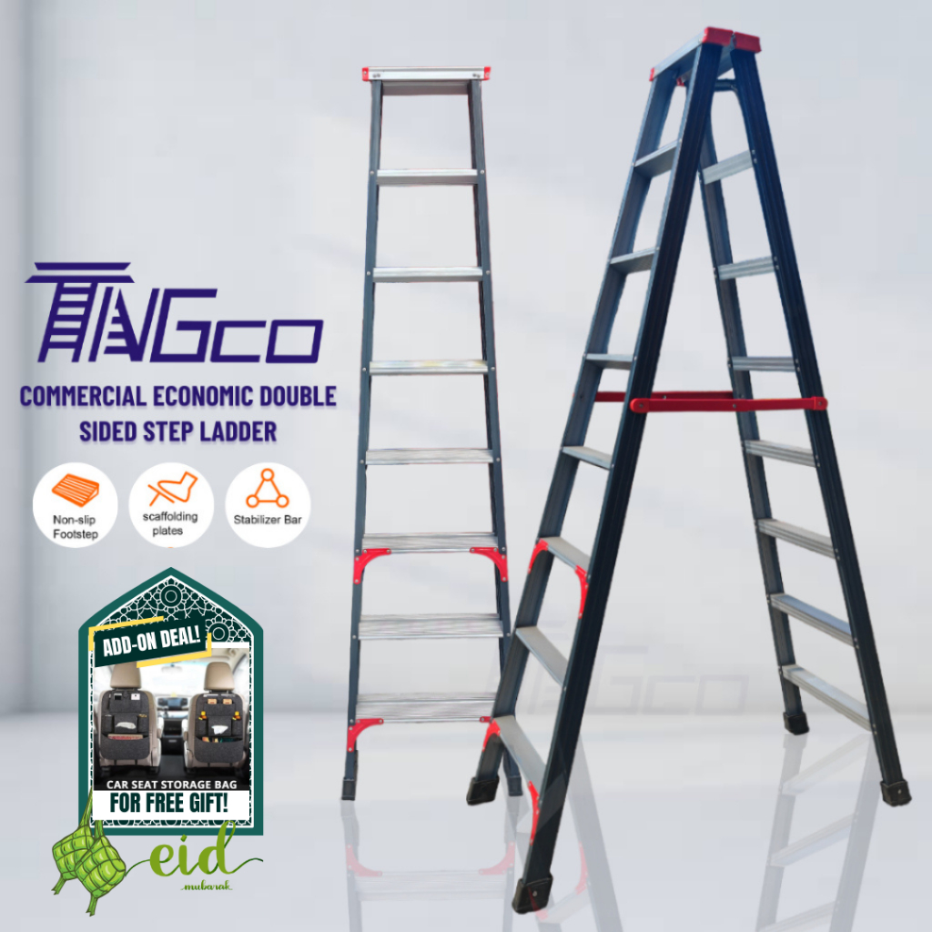 TINGCO Double Sided Ladder 4 Step to 8 Step Ladder Static Load 100kg ...